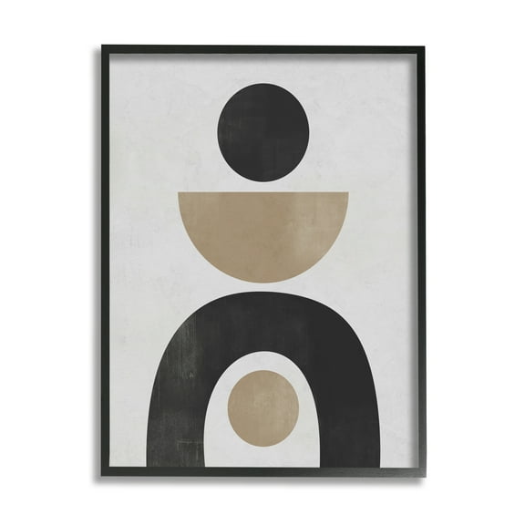 Stupell Industries Black & Beige Arch Shapes Abstract Painting Black Framed Art Print Wall Art, 11 x 14
