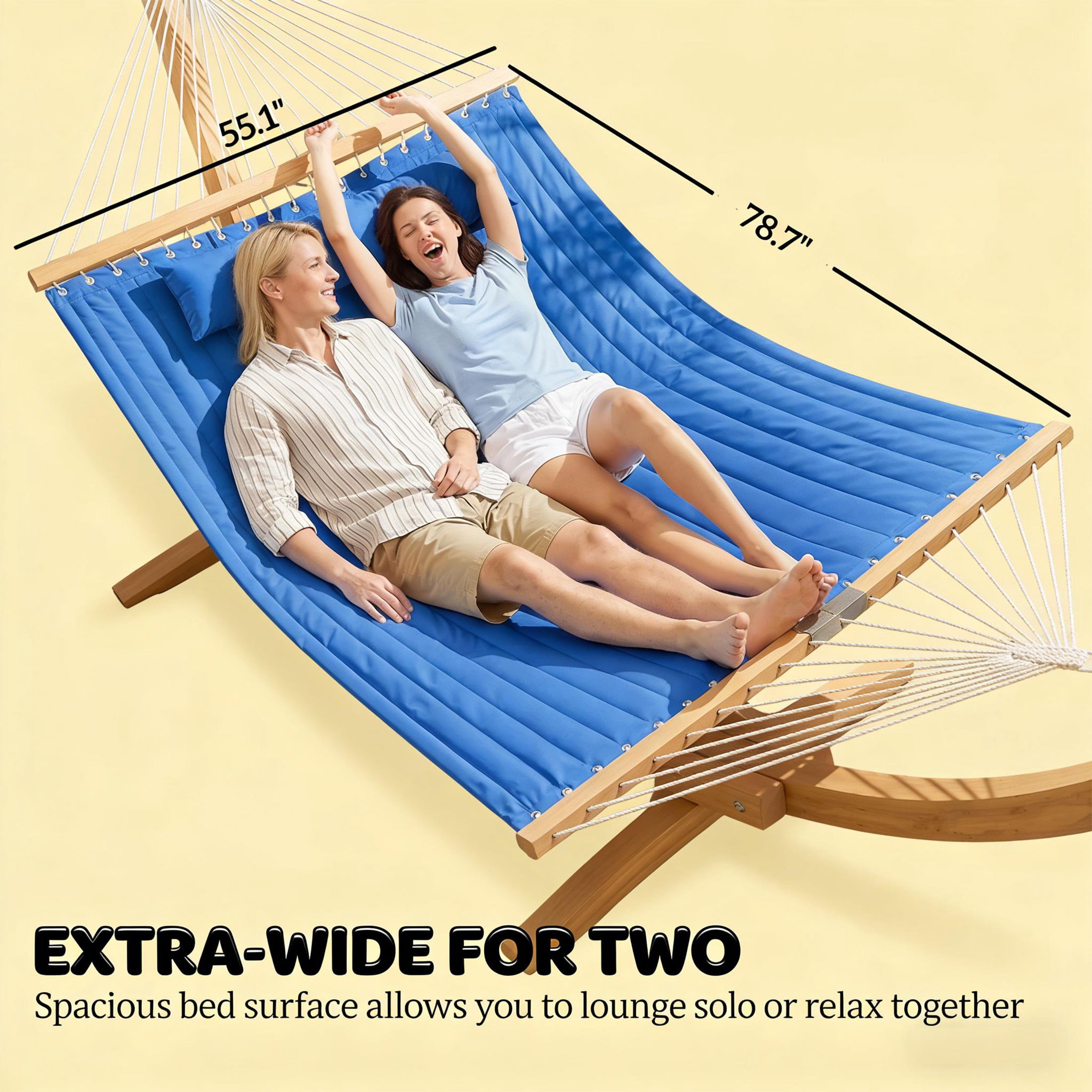 ChromaCore Outdoor Double Hammocks with Detachable Pillow,440 Lbs Capacity,Large Hammock for Outdoor Patio,Backyard,Pool side