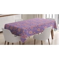 thumbnail image 1 of Ethnic Tablecloth, Traditional Bohemian Paisley Pattern Ornamental Persian Psychedelic Folk, Rectangle Satin Table Cover for Dining Room and Kitchen, 60" X 84", Lavender Peach Cream, by Ambesonne, 1 of 2