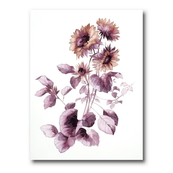 Designart ' Purple Wildflowers On White III ' Traditional Canvas Wall Art Print