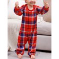 thumbnail image 4 of Christmas Family Pajamas Matching Set Letter Christmas Tree Print Long Sleeve Tops and Red Plaid Pants Sleepwear, 4 of 6