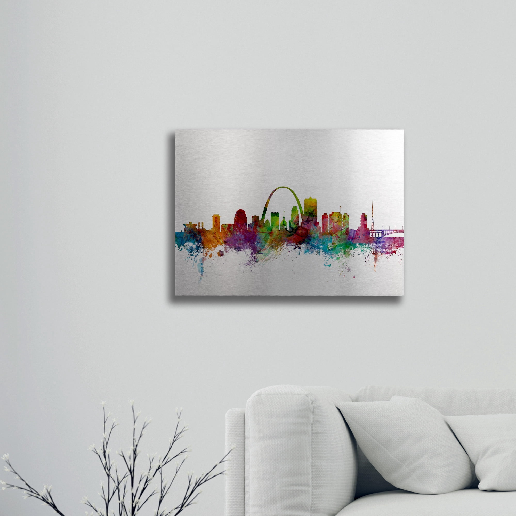 Trademark Fine Art 'St. Louis Missouri Skyline' Brushed Aluminum Wall Art Art by Michael Tompsett