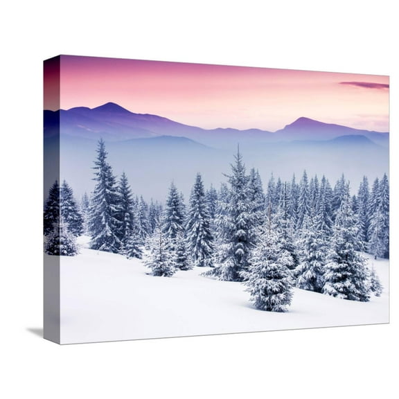 Art.com Fantastic Evening Winter Landscape Stretched Canvas Print Wall Art by Leonid Tit, 16" x 12"
