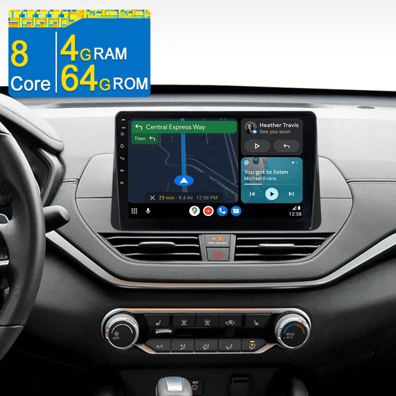 8-Core 4 64GB Android 15 CarPlay Radio for Nissan Altima Vl L34 2018-2021, 10.1" Touchscreen Stereo with GPS Navi/Wi-Fi/BT 5.0/DSP/FM