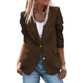 thumbnail image 2 of Weikingp Womens Blazer, Women'S 2024 Fall Business Casual Long Sleeve Notch Lapel Trendy Work Jackets Outerwear Blazers for Women Business Casual Blazers for Women Coffee Xl, 2 of 9