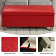 thumbnail image 5 of 51" Faux Leather Storage Ottoman Bench with Wooden Legs, Tufted Upholstered Seat, Sturdy & Spacious for Bedroom, Entryway, Living Room, Red, 5 of 9
