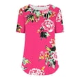 thumbnail image 5 of Staron Hauts Tendance pour Femmes 2025 Liquidation à Moins de 5$ Manches Courtes Mode Tunique Tendance Florale Solide Ample Habillée Décontractée Col Rond T-shirt d'Été Plissé Basique, 5 of 5