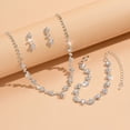 thumbnail image 4 of SmartBy 3 Pcs/Set Women Jewelry Set Rhinestone Choker Hanging Earrings Bracelet Set Adjustable Extension Chain Prom Party Bride Wedding Jewelry, 4 of 7