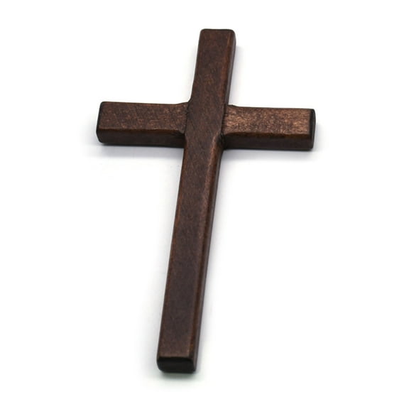 Necvior 2pcs Handmade Wooden Crosses Crucifix Ornaments Religious Charm Necklace Pendant Making