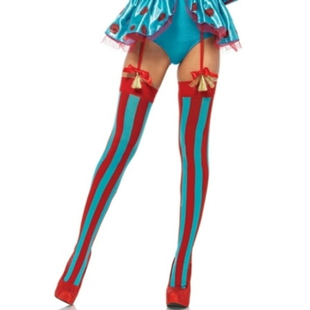 Striped Woven Stockings - Women's Opaque Thigh Highs With Vertical Woven Stripes, One Size