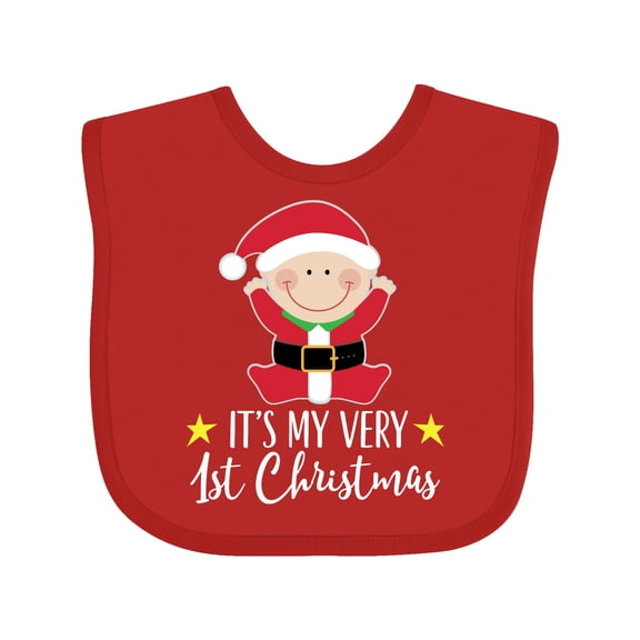 Inktastic Babys 1st Christmas Santa Claus Boys or Girls Baby Bib