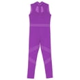 thumbnail image 6 of vastwit Big Girls Dance Unitard Gymnastics Skating Jumpsuit Sleeveless Mock Neck Rhinestone Mesh Bodysuits Purple 12, 6 of 7
