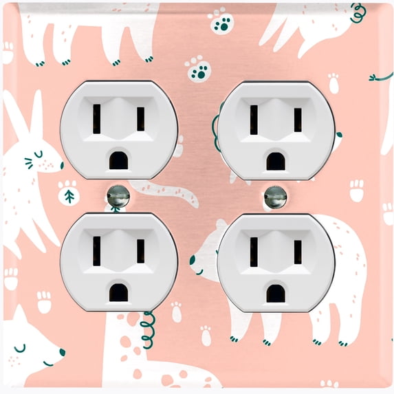 Metal Light Switch Plate Cover Cute Nature Wild Animals Pink ZOO004