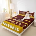 thumbnail image 5 of Feelyou Cartoon Rugby Athlete Twin Sheet Sets, Brown Gold Stripe Line Twin Fitted Sheet, Est Sleep Sports Soccer Flat Sheet, Lightweight Room Decor, 3pcs, 5 of 8