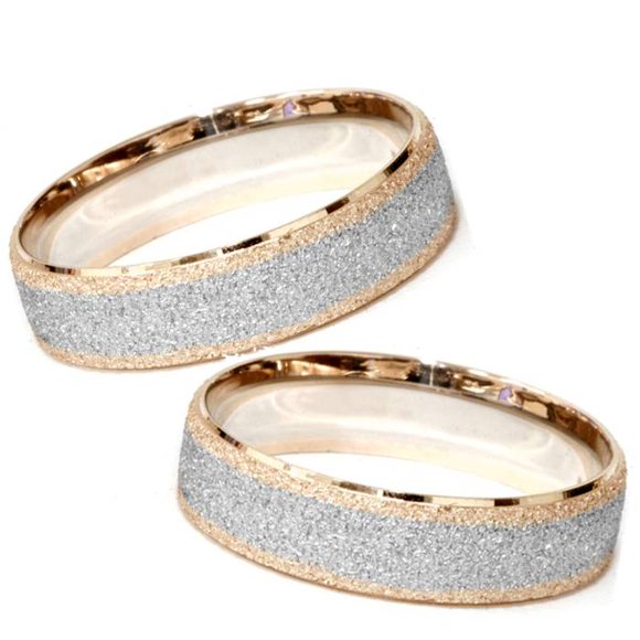 Matching His & Hers 14K Rose & White Gold Wedding Bands Mens Womens 2-Tone