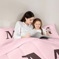 thumbnail image 4 of Erosebridal Girls Purple Pink Flowers Bedding Comforter Set 7-Piece,Floral Rose Personalized Initial M King Bedding Sets For Kids Teens,Pink Reversible, 4 of 6
