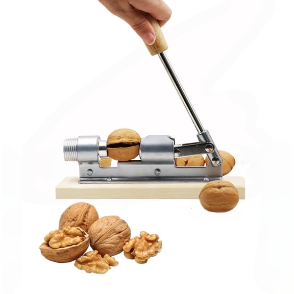 Nordwen Nut Cracker, Heavy Duty Manual Walnut Cracker, Metal Nut Splitter with Wood Base for Pecans and Hazelnuts