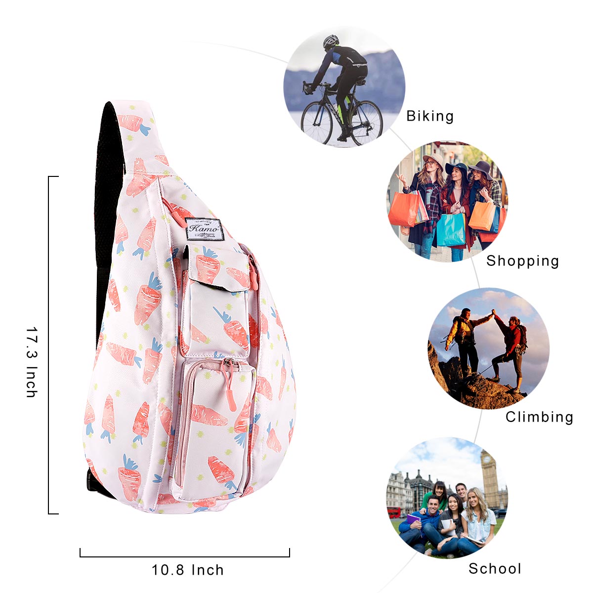 Sling Backpack - Rope Bag Crossbody Backpack Travel Multipurpose Daypacks for Men Women Lady Girl Teens - image 3 of 3