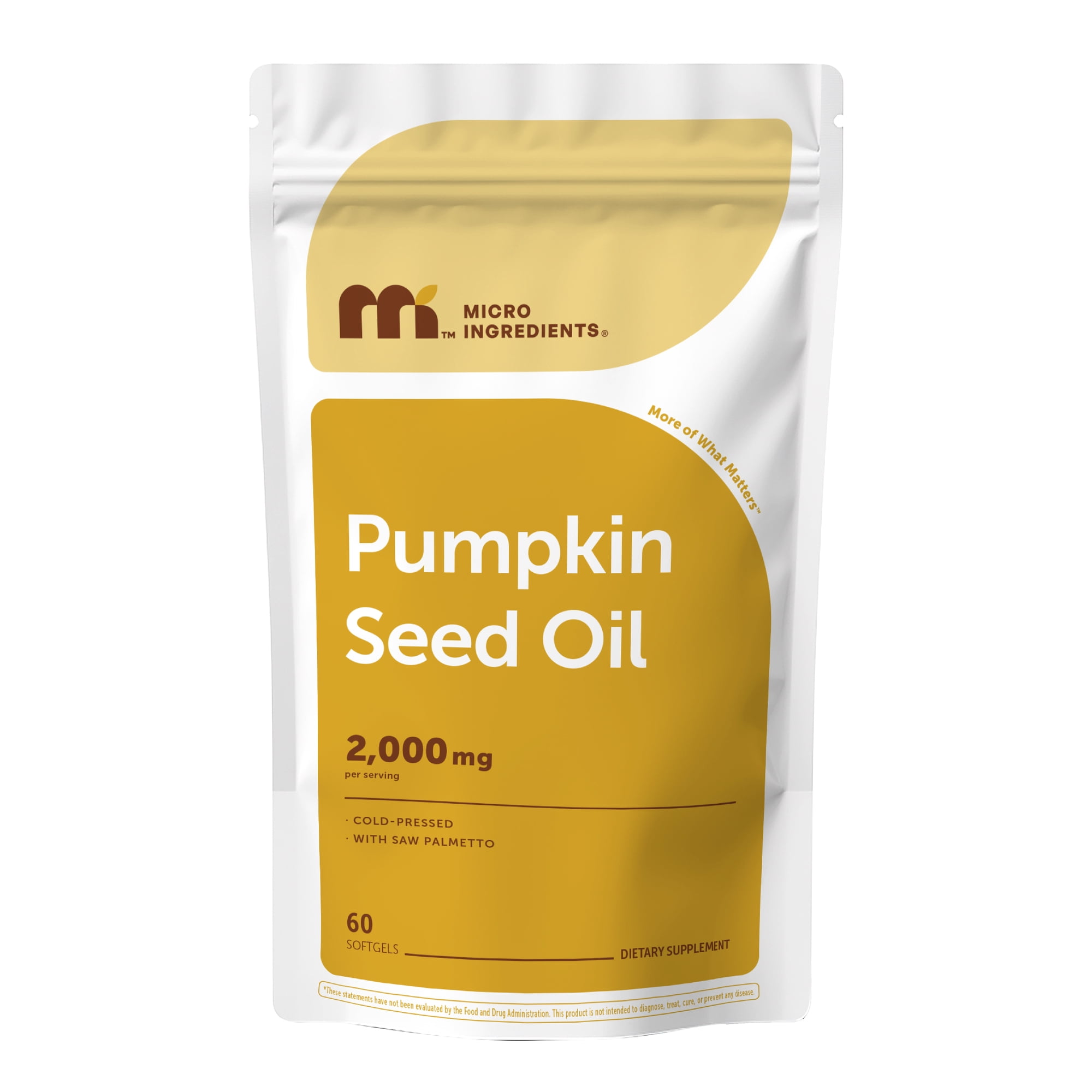 Micro Ingredients Pumpkin Seed Oil with Saw Palmetto, Cold Pressed, Pure Virgin Oil, Essential Fatty Acids, & Phytosterols, 60 Softgels