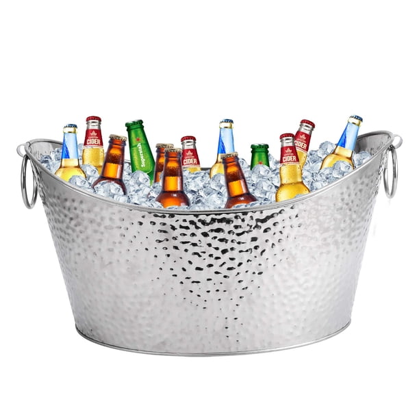 Tinas para bebidas de acero inoxidable, cubos grandes para bebidas, cubos para hielo para fiestas, bodas, 12L
