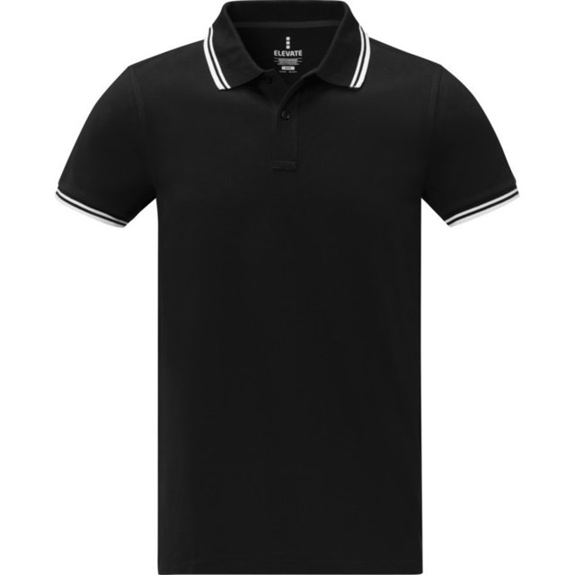 Elevate - Polo Amarago de Manga Corta para Hombre (Negro Sólido)