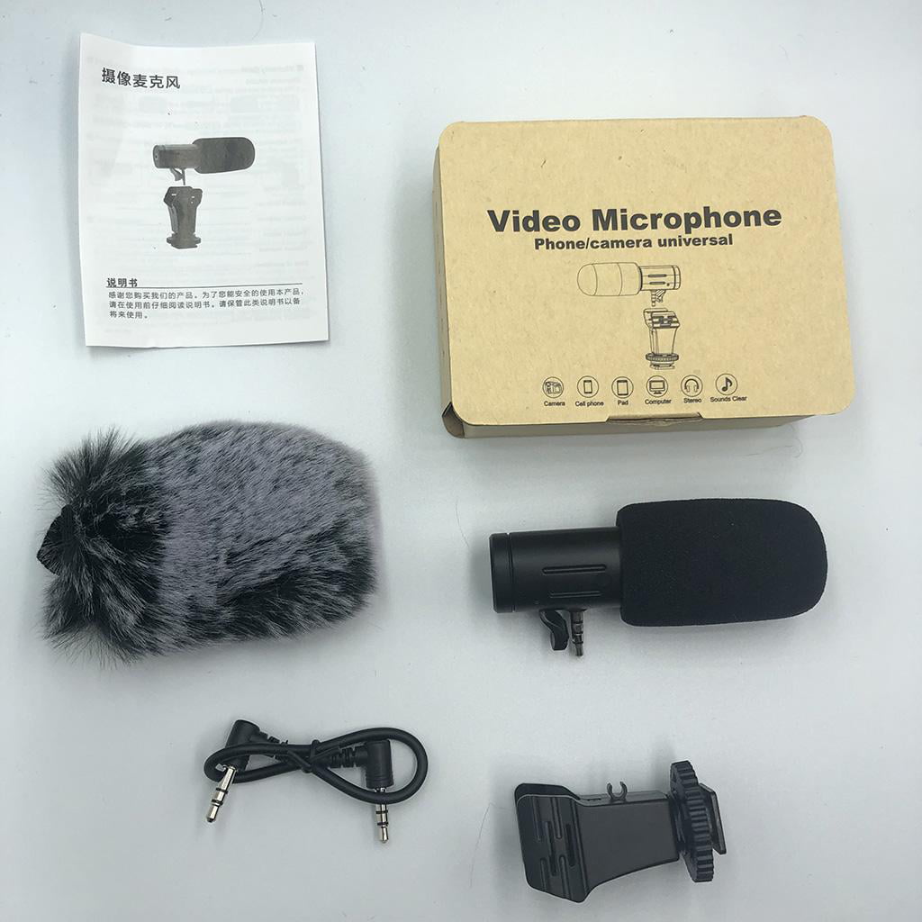 Smartphone Camera Video Microphone Kit,Veksun ASMR Microphone for YouTube Windscreen 3.5mm Jack External Mic for Phone iPhone Samsung DSLR Canon Nikon with Mini Tripod 