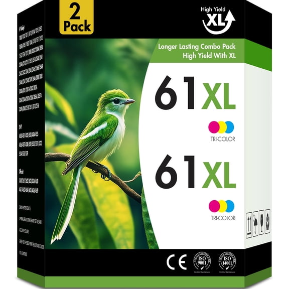 61XL 61 Ink Cartridges Compatible for Printer Ink HP 61 Tir-Color, 2Pack Tir-Color ink cartridge 61