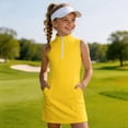 thumbnail image 6 of YUEHUA Girls Tennis Golf Dress Sleeveless Athletic Half Zipper Outfits Built-in Bra Pickleball Sleeveless Athletic Dress Workout Aged 4-14Year, 6 of 7