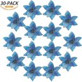 thumbnail image 2 of Flores De Pascua De Navidad 30 Piezas Adornos De Árbol De Navidad De Pascua Con Purpurina Flores Artificiales Para Árbol De Navidad 13 Cm-Azul, 2 of 5