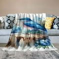thumbnail image 2 of RUIYC Flannel Blanket (Universal 1) Blue Bird Pictures Sparrow Modern Flannel Material Blanket White, 2 of 6