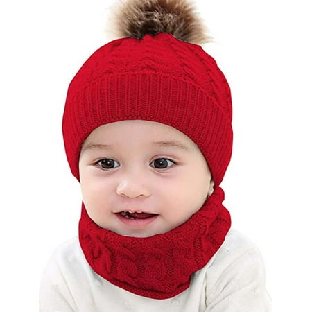 

Fullvigor Kids Winter Knitted Beanie Cap and Scarf 2Pcs