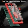 thumbnail image 4 of Dteck for Samsung S24 Ultra Case, Shockproof Crystal Clear Anti-Yellow Heavy Duty Acrylic Protective Phone Case with Magnetic Kickstand Cover, Red, 4 of 6