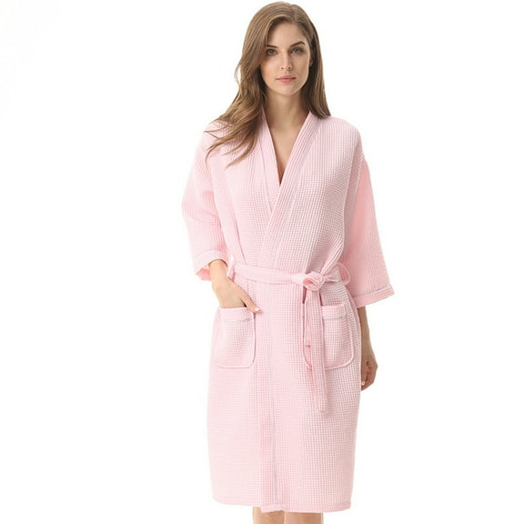 FLMEI Cotton Robes for Women Mens Lightweight Kimono Bathrobe Unisex Soft Night-Robe for Four Seasons Men and Women Robes Sleepwear L-XL-XXL