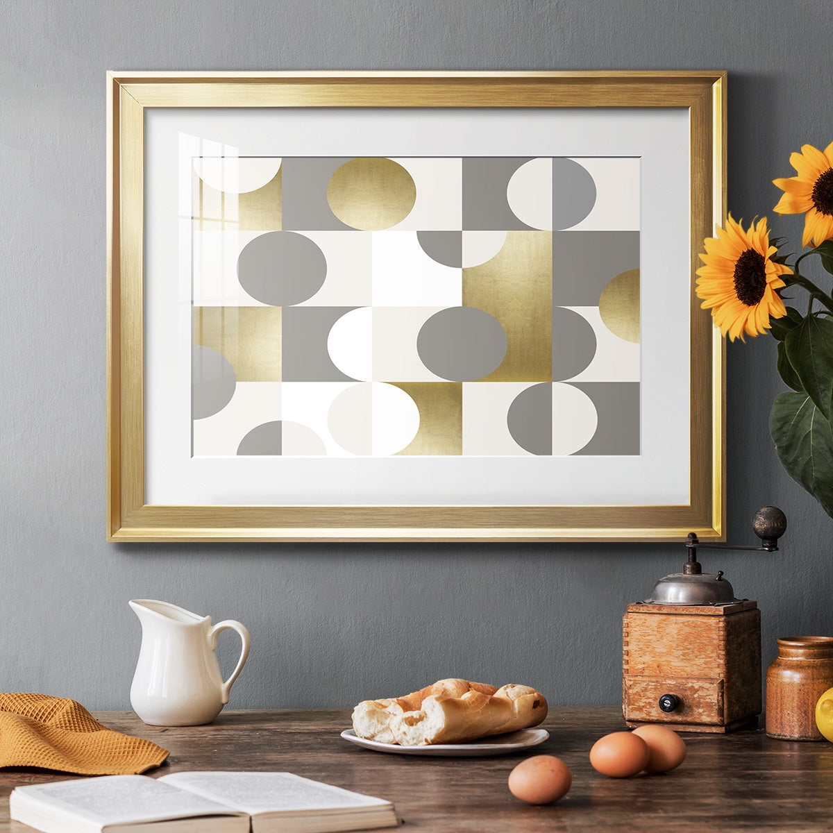 Modern Gold Reflections Premium Framed Print - Ready to Hang