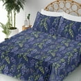 thumbnail image 3 of Ambesonne Spring Fitted & Flat Sheet with Sham 3 Pcs Set, Wistaria Flowers with Leaves, Twin XL, Sage Green and Dark Blue, 3 of 5