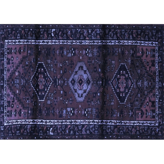 Ahgly Company Machine Washable Indoor Rectangle Persian Blue Traditional Area Rugs, 3' x 5'