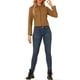thumbnail image 2 of Chaqueta de motocicleta recortada con cuello alzado y cierre de cremallera de ante sintético para mujer INSPIRE CHIC M Marrón, 2 of 7