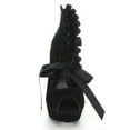 thumbnail image 4 of Ellie Shoes E-517-Claissa 5 Bootie with satin ruffleand tie Black Velvet / 10, 4 of 6