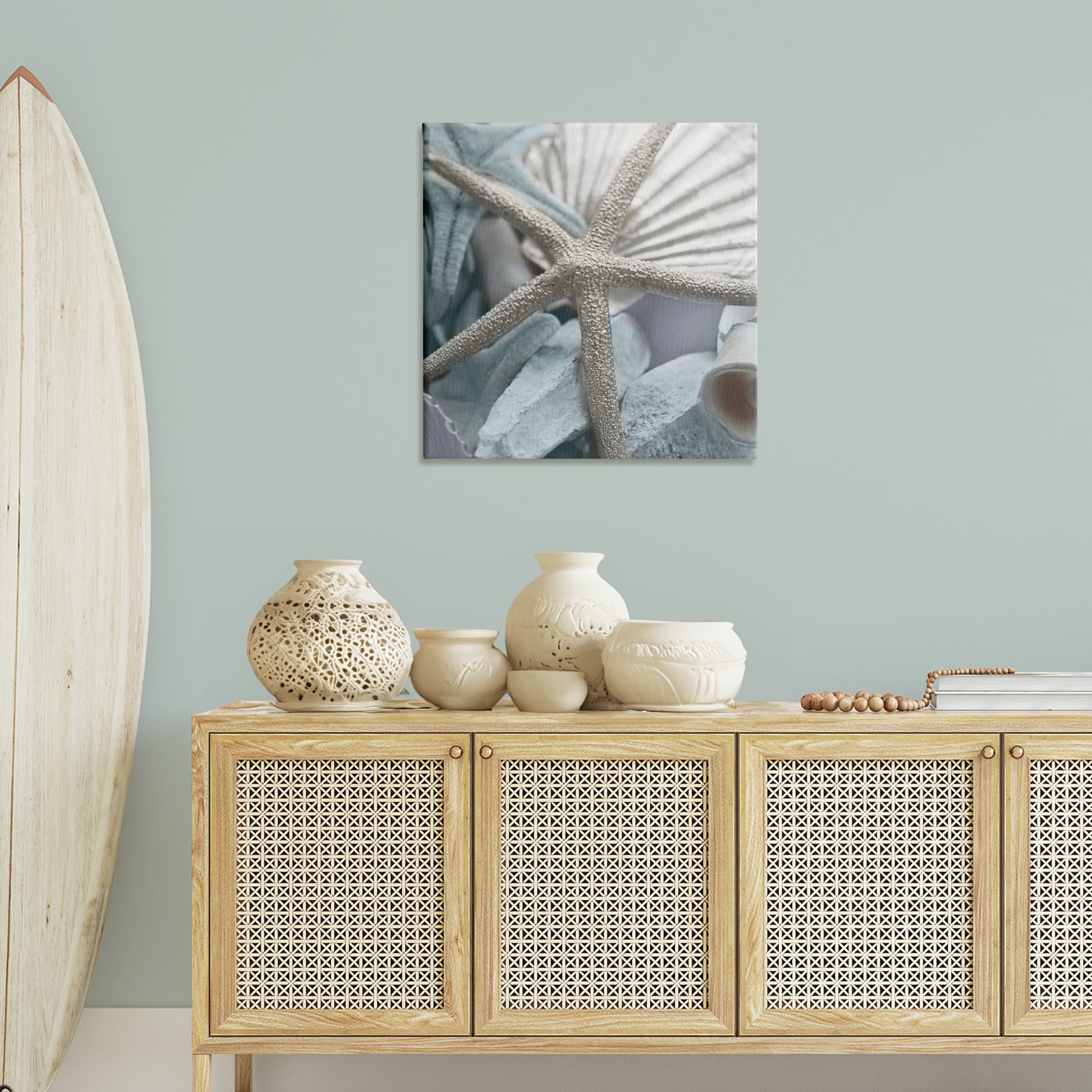 Stupell Industries Seashells & Starfish Nautical & Beach Photography Wrapped Canvas Art Print Wall Art, 30 x 30