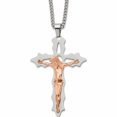 thumbnail image 1 of Stainless Steel Polished Rose Ip-Plated Cutout Crucifix 24In Necklace (24 X 40.6) Made In China -Jewelry By Sweet Pea, 1 of 4