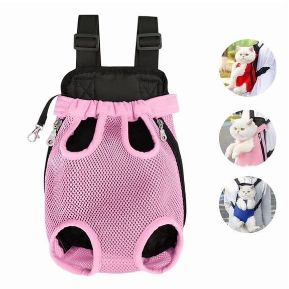 HOMEIORA 1 Pack Pet Dog Carrier Backpack Adjustable Dog Front Carrier, Legs Out Easy-Fit Dog Travel Backpack Carrier for Hiking Camping for Small Medium Dogs Cats and Rabbits - S, Pink
