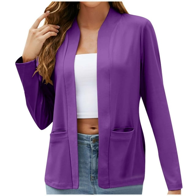 Uppada Vestes Blazer pour Femmes Liquidation Vestes Blazer pour Femmes Manches Longues à Simple Boutonnage Uni Col Rabattu Veste Manteaux Vêtements d'Extérieur Blazer Formel