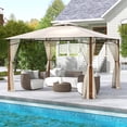 thumbnail image 2 of Gymax 12' x 10' Outdoor Patio Gazebo w/ Netting 2-Tier Canopy Roof Metal Frame, 2 of 10