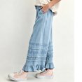 thumbnail image 5 of Mutghys Wide Leg Jeans for Women Ruffle Hem Elastic Waist Drawstring Solid Color Denim Jeans with Pockets Vacation Party Loose Comfy Casual Jeans S-2XL, 5 of 5