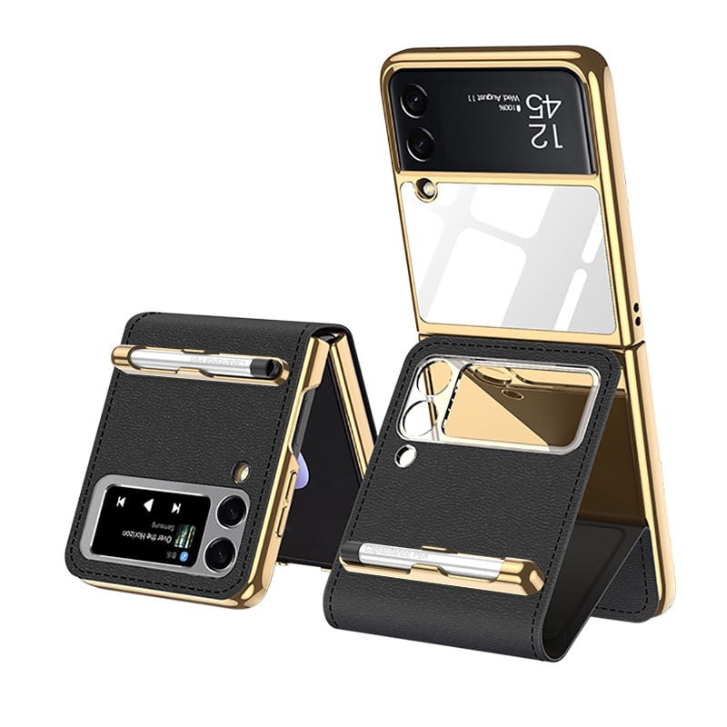 Allytech Z Flip 3 Case Galaxy Z Flip 3 5g Phone Case With Stylus Pen Holder Make Up Mirror Full Protection Shockproof Hinge Cover Case For Samsung Galaxy Z Flip 3 Black Walmart Com