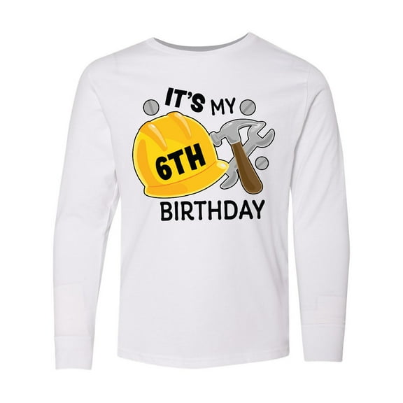 Inktastic Its My 6th Birthday with Construction Tools Long Sleeve Youth T-Shirt