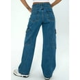 thumbnail image 4 of HOTAPEI Cargo Jeans for Women Mid Waist Jeans Wide Leg Denim Pants Casual Y2K Baggy Jeans with 6 Pockets, 4 of 5