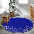 thumbnail image 3 of Round Rugs 3Ft, Blue Botanical Round Area Rug Washable Indoor Throw Carpet, Farmhouse Spring Summer Flower Small Non Slip Circle Rug for Bedroom Living Room Home Decor Aesthetic, 3 of 8