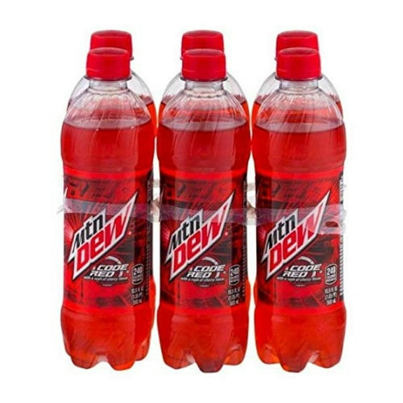 Mountain Dew Code Red Soda, 16.9 oz bottle (6 count)