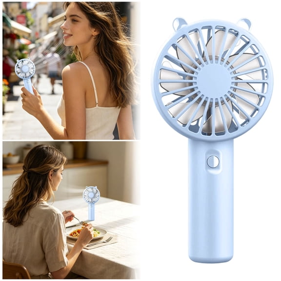 Leeye Portable Handheld Fan USB Rechargeable Mini Personal Cooling Fan 5 Speeds Brushless Motor Quiet Desk Fan for Travel Office Home, Blue